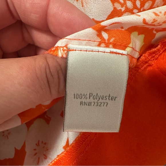 LC Lauren Conrad Orange White Floral Strappy Flowy Tank Top Size Medium Women’s - Picture 11 of 13
